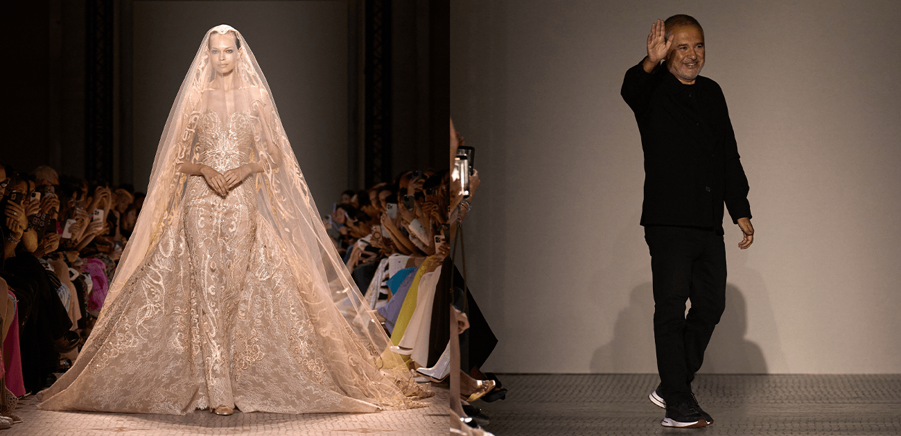 فستان زفاف إيلي صعب في مجموعة الأزياء الراقية في باريس 